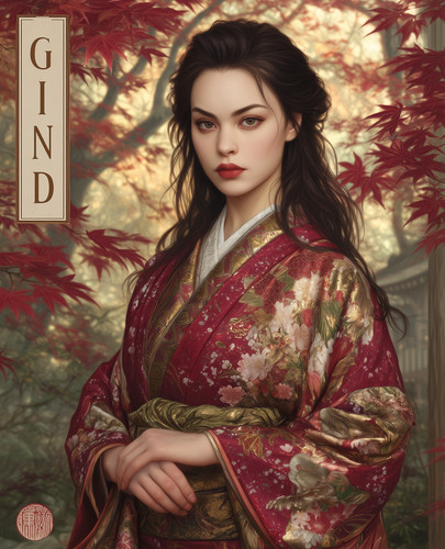 Woman red floral - floral, kimono